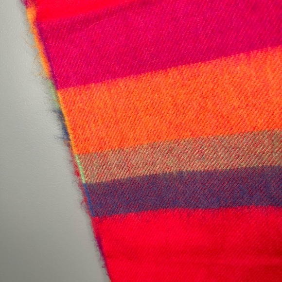 John Hanly Irish Wool Multicolor Stripe Fringe Scarf - Picture 6 of 7